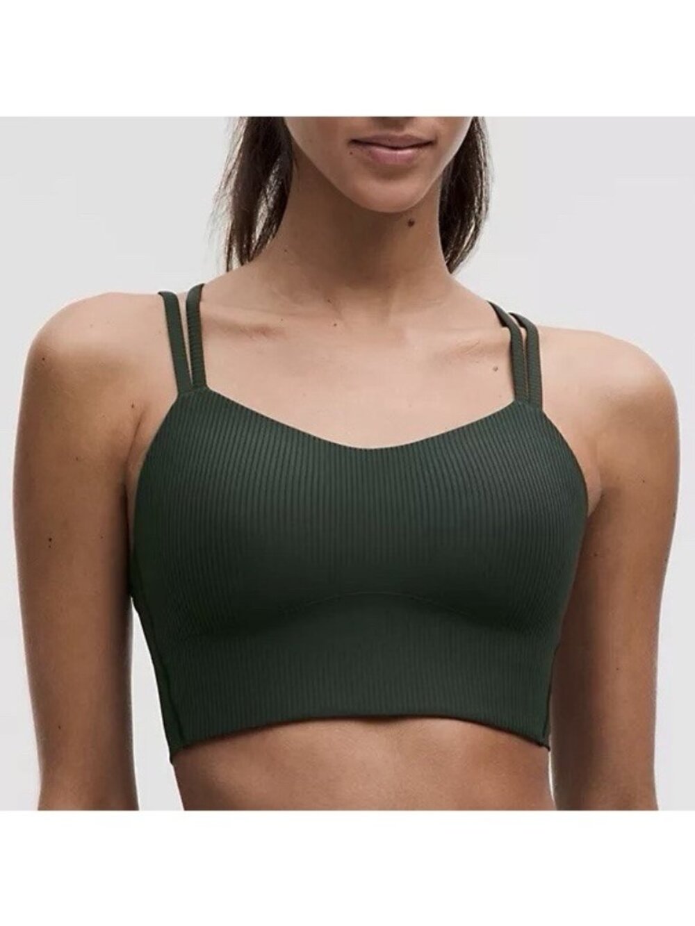 Lululemon Like A Cloud Ribbed Longline Sports Bra in Green Women’s Size 4